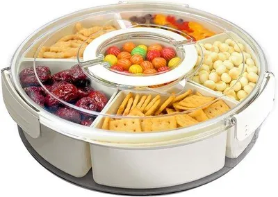 Immagine prodotto di Contenitori per snack divisibili con coperchio e manico - Ideali per la casa, i picnic e i viaggi - Contenitore a 6 scomparti
