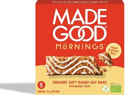 BATONIKI OWSIANE SOFT Z CYNAMONEM BEZGLUTENOWE BIO (5 x 30 g) 150 g - MADEGOOD MORNINGS