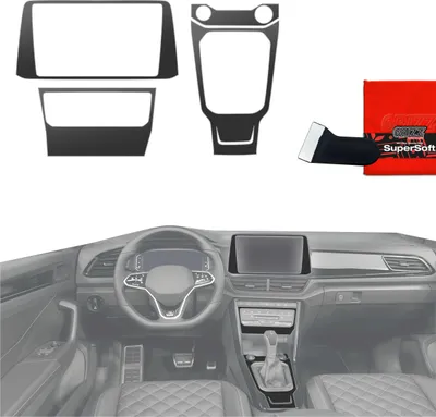 Image de Films protecteurs 4 en 1 Grizz Protector pour console centrale et tableau de bord - Volkswagen T-Roc R-Line (2025) Noir mat anti-traces de doigts
