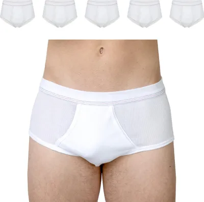 Produktbild von SES Doppelripp Unterhosen Herren weiß 5er Pack aus 100% Baumwolle M/kochfeste Herren Unterhosen mit Eingriff und Weichbund/Unterhosen Männer aus hochwertigem Doppelripp