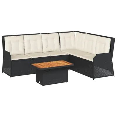 Obrázek produktu pro vidaXL 5dílná zahradní souprava s polštáři Black Poly Rattan