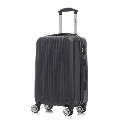 Produktbild von Koffer Trolley Reisekoffer Suitcase, Rollkoffer Handgepäck ,mit 4 Rollen360°, Hartschalenreisekoffer, Zahlenschloss, Weicher Gummigriff(M, Schwarz)