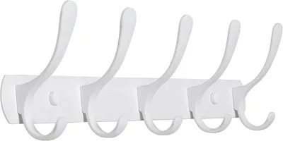 Obrázek produktu pro Nástěnný věšák s 5 háčky, kov, rozměry 40 x 10 x 6,6 cm, určený k montáži na zeď