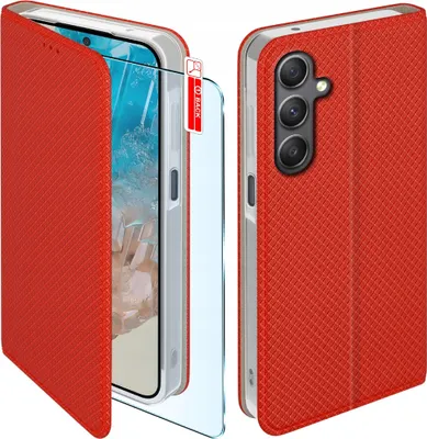 Zdjęcie produktu dla Etui Z Klapką Do Samsung Galaxy M35 5G Zamykane Czerwone Futerał +Szkło 9H
