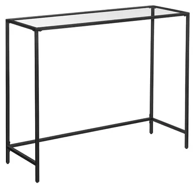 Zdjęcie produktu dla Stolik konsolowy z metalu/szkła w kolorze czarnym – stolik do przedpokoju/salonu – nowoczesny, wymiary: 100 x 35 x 80 cm