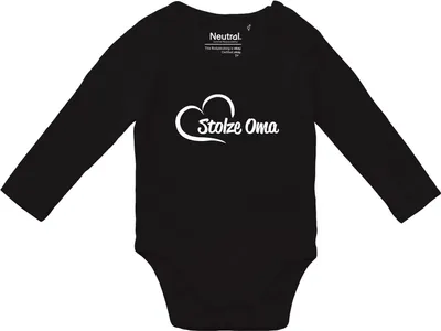Produktbild von Huuraa Baby Body Stolze Oma Herz 62 Black  Baumwolle Fairtrade Langarmbody Geschenkidee