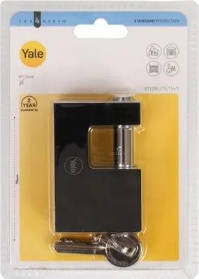 Produktbild von YALE Y113BL/75/114/1 Gusseisen-Stiftvorhängeschloss, schwarz, Blister