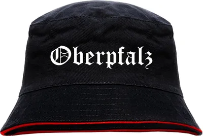 Produktbild von Oberpfalz Anglerhut - Altdeutsche Schrift - Schwarz-Roter Fischerhut L/XL SchwarzRot