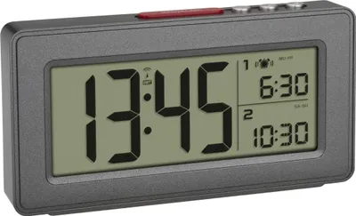 Image de TFA 60.2563.10 : radio-réveil numérique avec 2 alarmes, fuseau horaire, date et jour de la semaine : piles non fournies