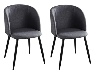 Produktbild von Möbilia Armlehnstuhl 2er-Set | Bezug Stoff | Beine Stahl | B 63 x T 53 x H 84 cm | dunkelgrau-schwarz | 18020001 | Serie STUHL