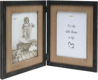 Immagine prodotto di Deknudt S67TW2 doppia cornice nera con passepartout in legno per 2 foto 10x15 cm