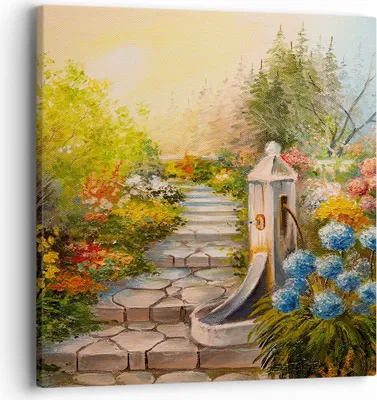 Produktbild von Bild auf Leinwand - Leinwandbild - Garten Blumen Sommer - 40x40cm - Wand Bild - Wanddeko - Leinwanddruck - Bilder - Kunstdruck - Wanddekoration - Leinwand bilder - Wandkunst - AC40x40-3694