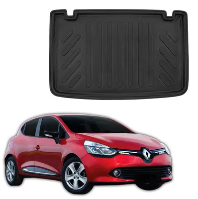 Image de Tapis De Coffre Sur Mesure Pour Renault Clio 4 2013-2019 5 Portes, Noir, Antidérapant, Bord Haut, Toutes Saisons