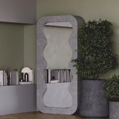 Produktbild von Casa Padrino Luxus Gussbeton Standspiegel Grau 100 x H. 200 cm - Hotel & Garten Möbel