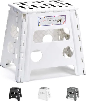 Produktbild von Tritthocker Klappbar Klapphocker Faltbar Höhe 33cm für Kinder und Erwachsene Bade Küchen - Weiß