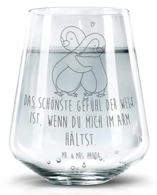 Produktbild von Mr. & Mrs. Panda Glas Pinguine Kuscheln - Transparent - Geschenk, Freund, getränkebecher, Wasserglas, Valentinstag, für Frauen, Tumbler, Freundin, Becherglas, Jahrestag