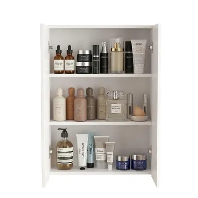 Produktbild von Weißer, moderner 2-türiger Wandschrank für das Badezimmer
