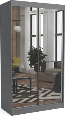 Produktbild von Moderner Kleiderschrank mit Schiebetüren und Spiegel DIDI 100 cm (ANTRACIT)