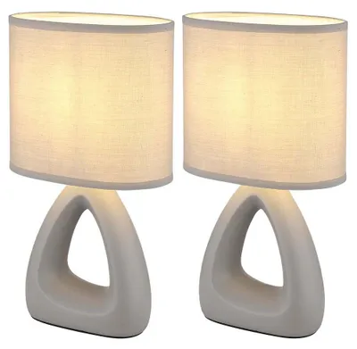 Immagine prodotto di 2 lampade da tavolo, Vetroceramica e tessuto, grigio, H 30 cm