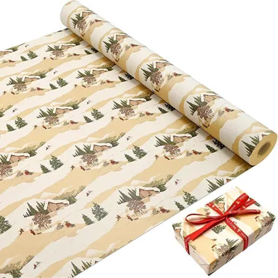 Obrázok produktu pre Darčekový papier, kraftpapier s fialovou kvetinou, 43 cm x 15 metrov, recyklovateľný