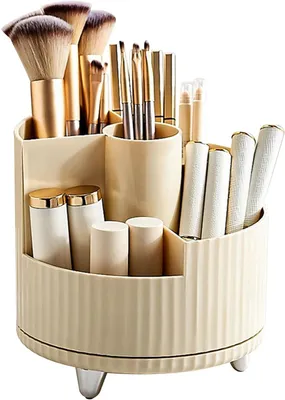 Produktbild von Make-up-Pinselhalter, 360° drehbar – Kosmetik-Organizer – Stabil – 5 Fächer – Kunststoff – Ideal für Make-up-Werkzeuge