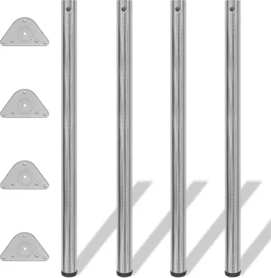 Produktbild von 4 höhenverstellbare Tischbeine Nickel gebürstet 1100 mm
