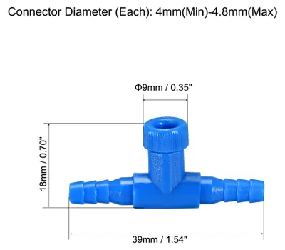Produktbild von Aquarium Luftventil T-Form 2 Wege Luftpumpen Regelventile fš¹r Plastikteile Blau 5 Stš¹ck