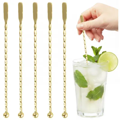 Produktbild von Cocktailrührstäbchen, 5 Stück, 19 cm, Goldfarben