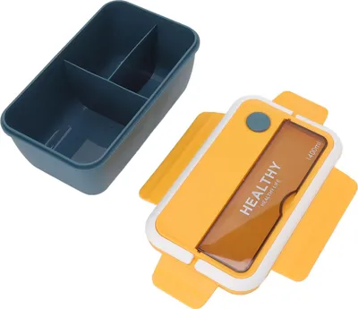 Obrázek produktu pro 1400ml Bento Box Přenosný s rozdělovačem Vysokokapacitní japonský obědový kontejner bezpečný v mikrovlnné troubě pro studenty Kancelář Modrá žlutá