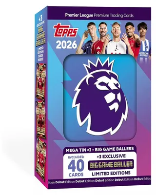 Zdjęcie produktu dla Topps Premier League Match Attax 2026 - Debut Edition - Mega Tin (Big Game Baller)