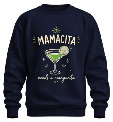 Immagine prodotto di Felpa con cappuccio "Mamacita", ideale per una festa estiva a tema cocktail, colore blu navy, taglia 3XL