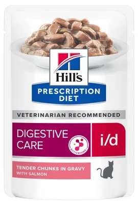Produktbild von PATEE Katzenfutter für ausgewachsene Tiere, verschreibungspflichtige Diätfuttermittel, I/D Verdauungspflege, Lachs (Beutel) - HILL'S