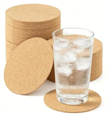 Zdjęcie produktu dla Podkładki korkowe okrągłe pod szklanki naturalne 10 cm 50 szt.