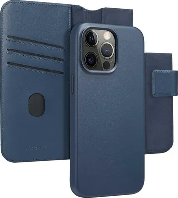Image de Accezz Bibliothèque en cuir 2-en-1 avec MagSafe pour Apple iPhone 15 Pro Max - Bleu nuit