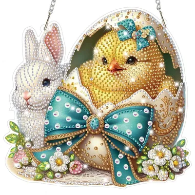 Produktbild von Diamond Painting Anhänger Hase Ente 5D Fensterbilder Bastelset Hängend Ornament Ostern