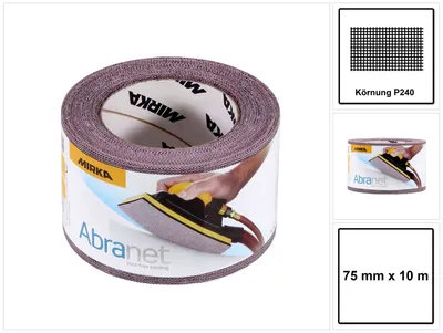 Immagine prodotto di MIRKA Rotoli Abranet 75 mm x 10 m P240 Maglia Velcro (1 pz)