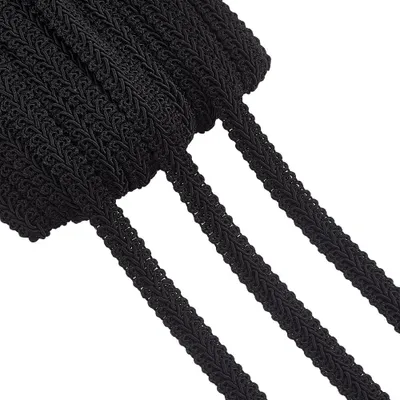Geflochtene Gimp-Vierung, Polyester, 12 mm x 25 m, schwarz