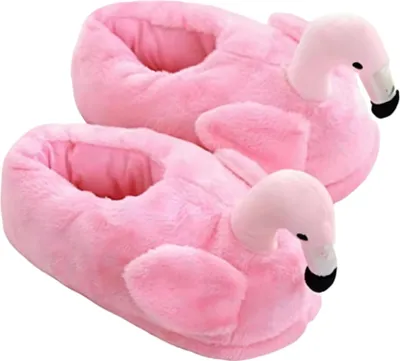 Produktbild von Plüsch Flamingo Hausschuhe bequem warm Geschenkidee lustige rosa Onesies