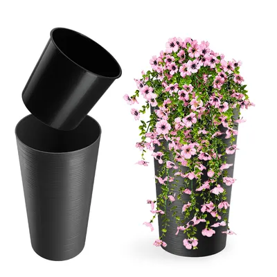 Immagine prodotto di KADAX vaso da fiori 57cm coperchio con inserto portafiori plastica grafite