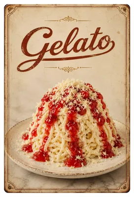 Produktbild von Blechschild 20x30cm Gelato Spaghetti Eis Italienisches Eis Dessert Eisdiele Vintage Metallschild Gelateria AstraDesign