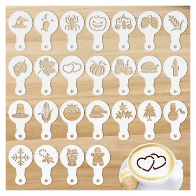 Produktbild von 25 Stück Kaffee Dekorationsschablonen für Erntedankfest und Cappuccino