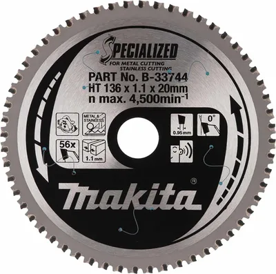 Image de Makita Lame de scie circulaire carbure TCT Spécial TCT - 136 x 20 mm - 56 dents - métal, acier inoxydable