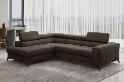 Produktbild von Kaiser Möbel Ecksofa mit schlaffunktion und bettkasten, Sofa L-form, Couch L-form Arcadi Dicker Cord Dunkelbraun Links