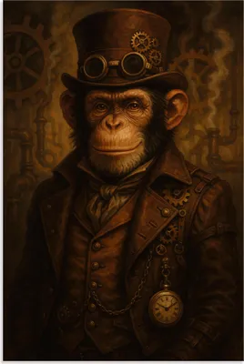 Produktbild von ARTland Wandbild Alu für Innen & Outdoor Steampunk-Affe Größe: 80x120 cm