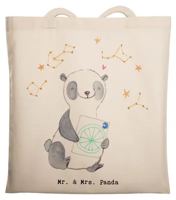Produktbild von Mr. & Mrs. Panda Tote Bag Panda Astrologie - Transparent - Geschenk, Jutebeutel, Shopping Tasche, Uni, Horoskop, Laptoptasche, totebag, Sternbilder