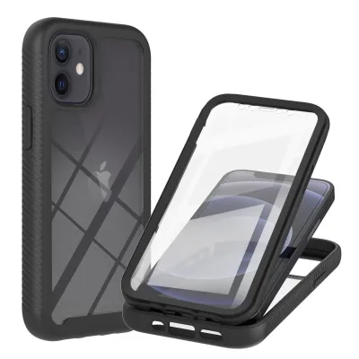 Obrázek produktu pro Pouzdro pro iPhone 12 Mini průhledný zadní TPU bumper, nárazuvzdorné s integrovanou ochrannou fólií 360° ochrana pouzdro černé