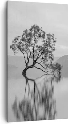 Produktbild von Bild auf Leinwand - Leinwandbild - Einteilig - Baum Symmetrie See - 45x80cm - Wand Bild - Wanddeko - Wandbilder - Leinwanddruck - Bilder - Wanddekoration - Leinwand bilder - Wandbild - PA45x80-4514