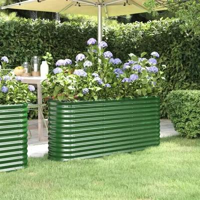 Obrázek produktu pro vidaXL Zvýšená postel z práškově lakované oceli 152x40x68 cm zelená