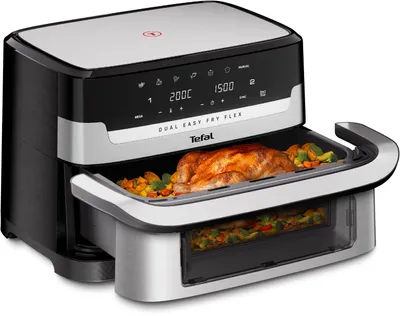 Produktbild von Tefal Dual Easy Fry Flex EY922D 9 l Eigenständig Heißluftfritteuse Schwarz Edelstahl
