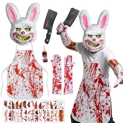 Productafbeelding van Horror haaskostuum - Horror hazenmasker - Halloween voor volwassenen